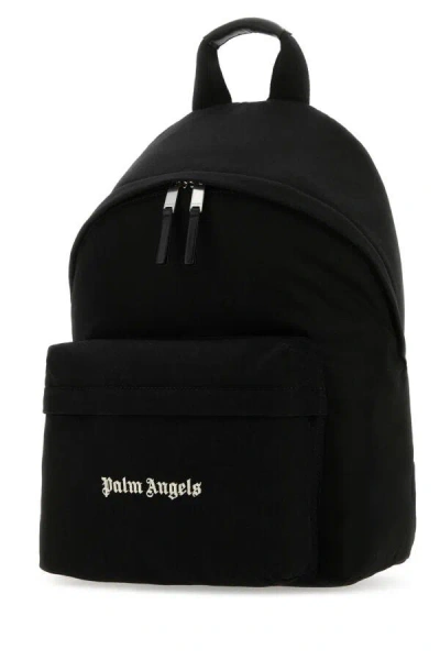 Palm Angels Logo Embroidered Zipped Backpack In Black