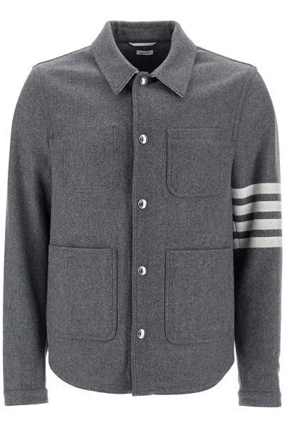 Shop Thom Browne Wool And Cashmere Blend Oversh Men In Gray