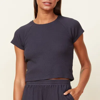Monrow Baby Thermal Fitted Cap Sleeve Tee In Faded Black