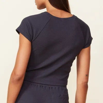 Monrow Baby Thermal Fitted Cap Sleeve Tee In Faded Black