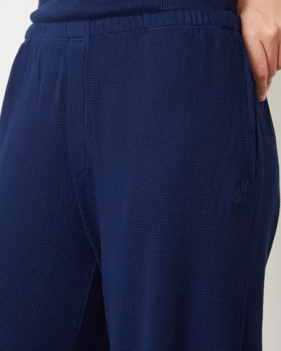 Monrow Baby Thermal Wide Leg Pant In Navy