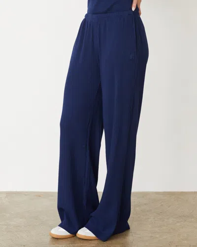 Monrow Baby Thermal Wide Leg Pant In Navy