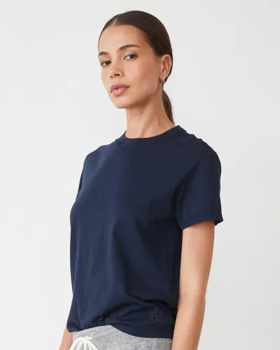 Monrow Basic Crew Neck Tee In Blue Black