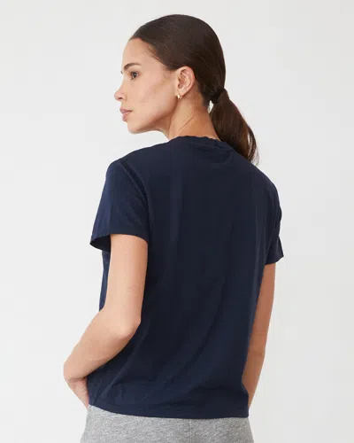 Monrow Basic Crew Neck Tee In Blue Black