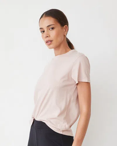 Monrow Basic Crew Neck Tee In Chalk Pink