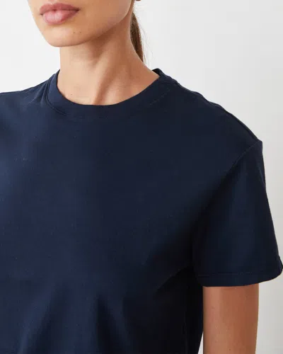 Monrow Basic Crew Neck Tee In Blue Black