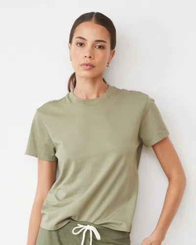 Monrow Basic Crew Neck Tee In Army