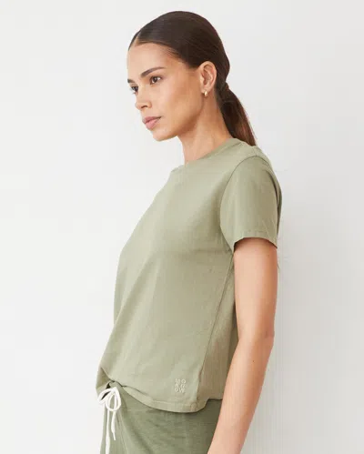 Monrow Basic Crew Neck Tee In Army