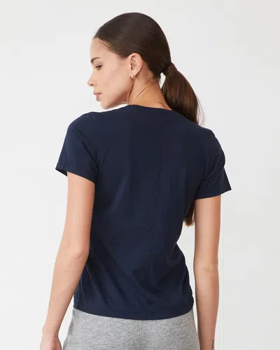 Monrow Basic V Neck In Blue Black