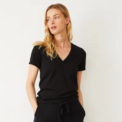 Monrow Short Sleeve Maternity Dress In Navy In Black