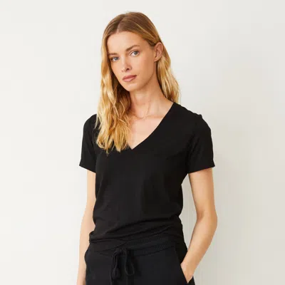 Monrow Short Sleeve Maternity Dress In Navy In Black