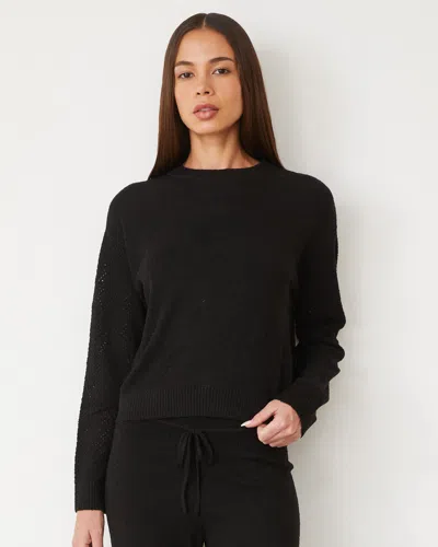 Monrow Boucle Knit Mesh Mixed Sweater In Black