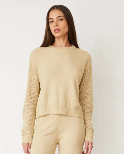 Monrow Boucle Knit Mesh Mixed Sweater In Sand
