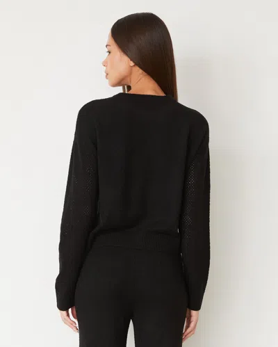 Monrow Boucle Knit Mesh Mixed Sweater In Black