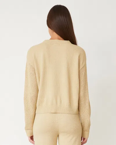 Monrow Boucle Knit Mesh Mixed Sweater In Sand