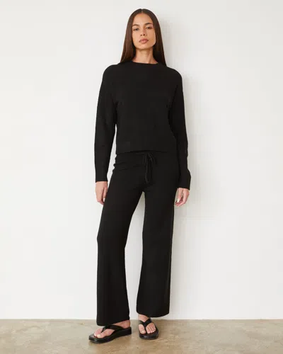 Monrow Boucle Knit Relaxed Pant In Black