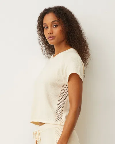 Monrow Boucle Knit V-neck In Cream