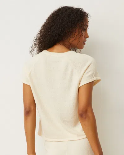 Monrow Boucle Knit V-neck In Cream