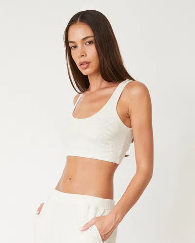 Monrow Brushed Rib Bralette In Natural