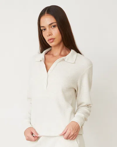 Monrow Brushed Thermal Henley In Natural