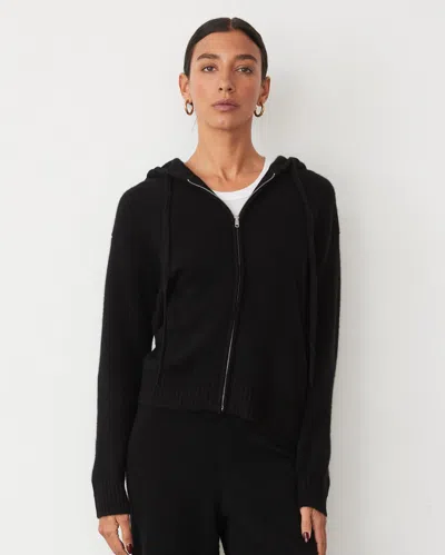 Monrow Cashmere Zip Up Hoody In Black