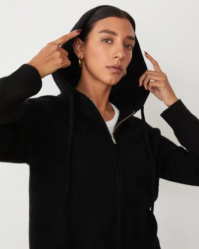 Monrow Cashmere Zip Up Hoody In Black