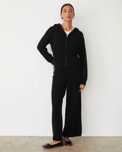 Monrow Cashmere Zip Up Hoody In Black
