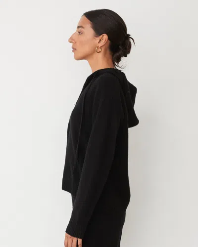 Monrow Cashmere Zip Up Hoody In Black