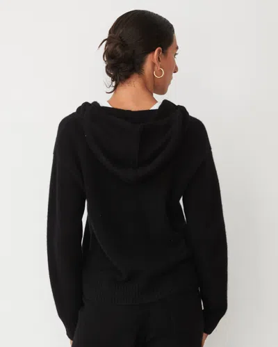 Monrow Cashmere Zip Up Hoody In Black