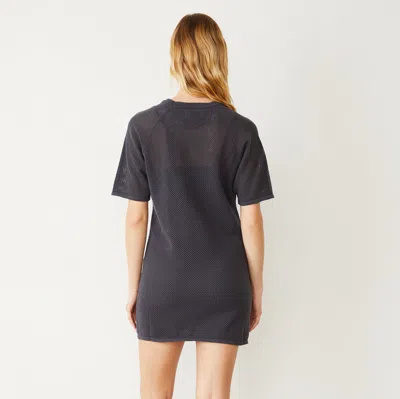 Monrow Cotton Mesh Raglan Dress In Faded Black