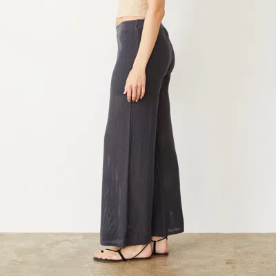 Monrow Women's Cotton Mesh Wide Leg Pant In Faded Black In Faded Black