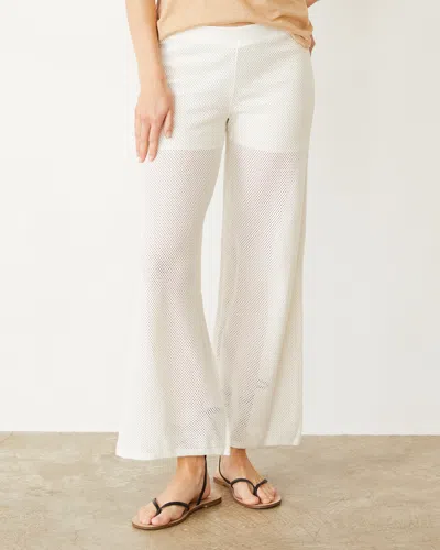 Monrow Cotton Mesh Wide Leg Pant In Ivory