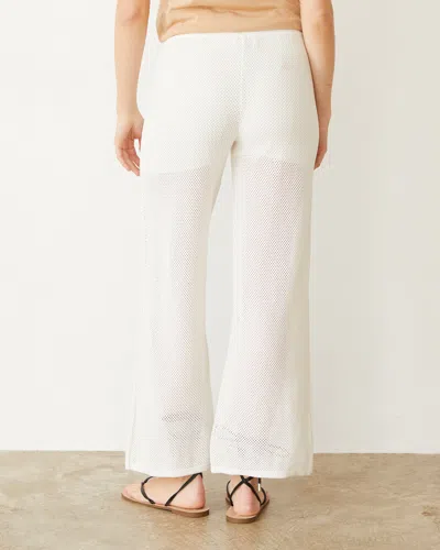 Monrow Cotton Mesh Wide Leg Pant In Ivory