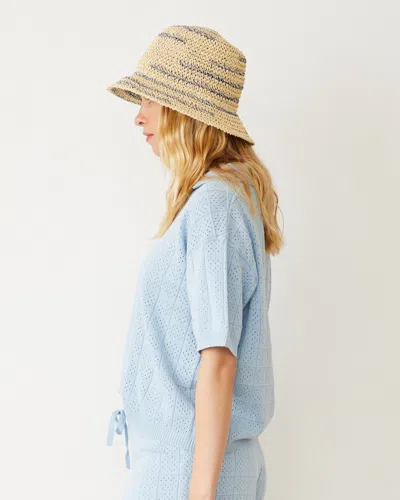 Monrow Crochet Knit Oversized Polo Tee Soft Blue In Soft Blue