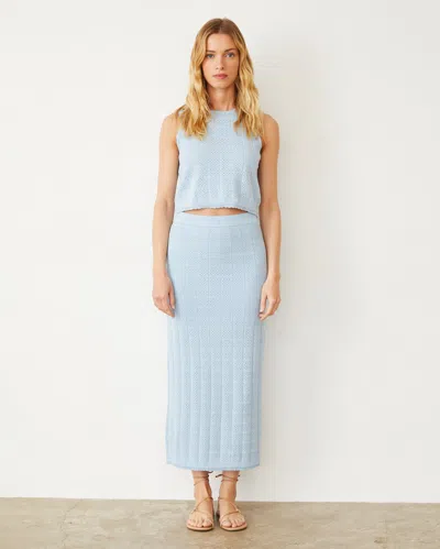 Monrow Crochet Knit Tank In Soft Blue