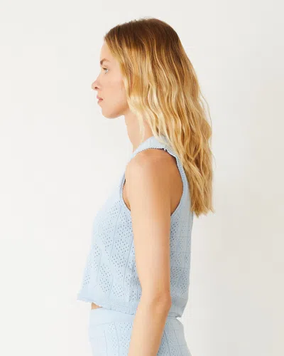 Monrow Crochet Knit Tank In Soft Blue
