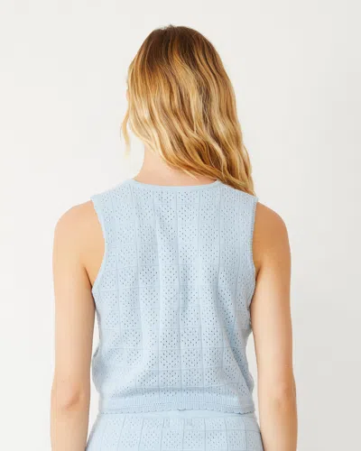 Monrow Crochet Knit Tank In Soft Blue