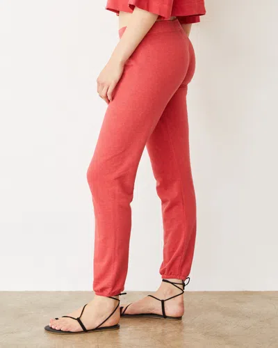 Monrow French Terry Crop Elastic Waist Sweat In Cherry