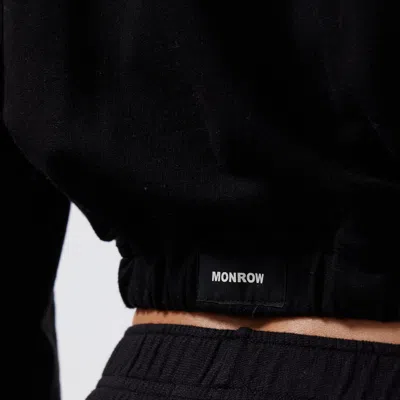 Monrow French Terry Crop Hoody In Black