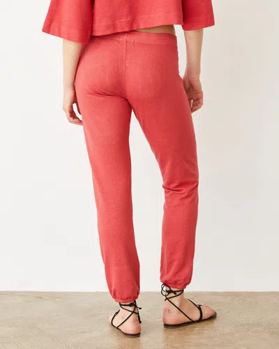 Monrow French Terry Crop Elastic Waist Sweat In Cherry