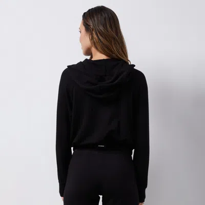 Monrow French Terry Crop Hoody In Black