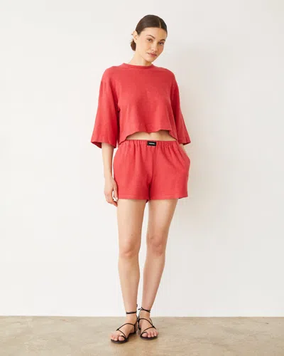 Monrow French Terry Oversized Tee In Cherry