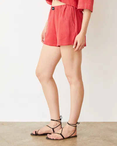 Monrow French Terry Gym Short In Cherry