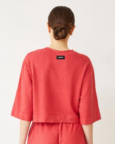 Monrow French Terry Oversized Tee In Cherry