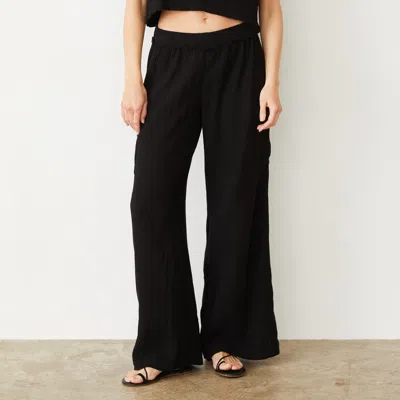 Monrow Supersoft Sweater Knit Flare Pants In Black