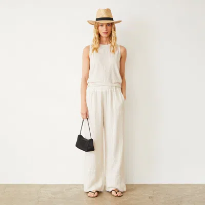 Monrow Gauze Wide Leg Pant In Pearl