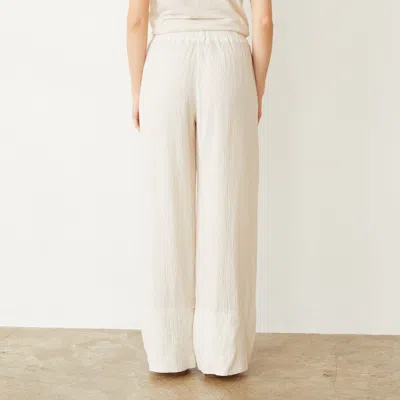 Monrow Gauze Wide Leg Pant In Pearl
