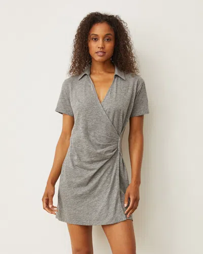 Monrow Knit Wrap Dress In Granite