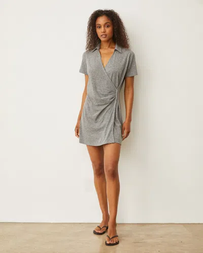 Monrow Knit Wrap Dress In Granite