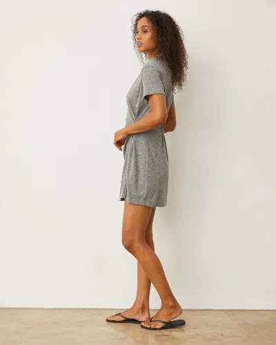 Monrow Knit Wrap Dress In Granite